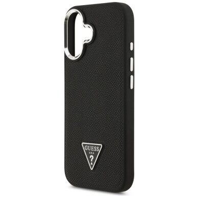 iPhone 17 Guess Grained Triangle Logo MagSafe dėklas – juodas 5