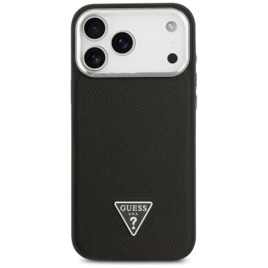 iPhone 17 Pro Guess Grained Triangle Logo MagSafe dėklas – juodas 2 iPhone 17 Pro Guess Grained Triangle Logo MagSafe dėklas – juodas 2