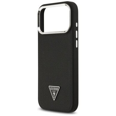 iPhone 17 Pro Guess Grained Triangle Logo MagSafe dėklas – juodas 5