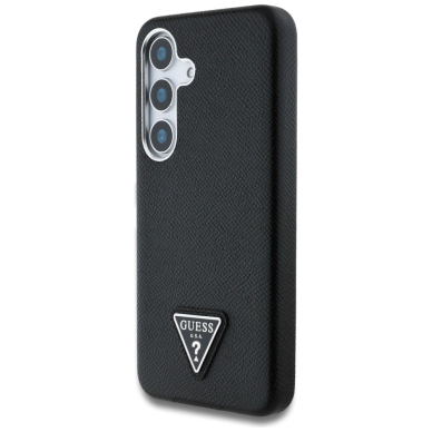 Guess Grained Triangle Logo MagSafe Dėklas skirtas Samsung Galaxy S25 - Juodas 1 Guess Grained Triangle Logo MagSafe Dėklas skirtas Samsung Galaxy S25 - Juodas 1