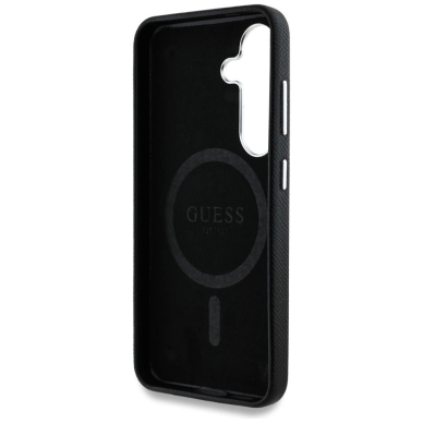 Guess Grained Triangle Logo MagSafe Dėklas skirtas Samsung Galaxy S25 - Juodas 6
