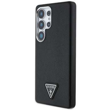 Guess Grained Triangle Logo MagSafe Dėklas skirtas Samsung Galaxy S25 Ultra - Juodas 1