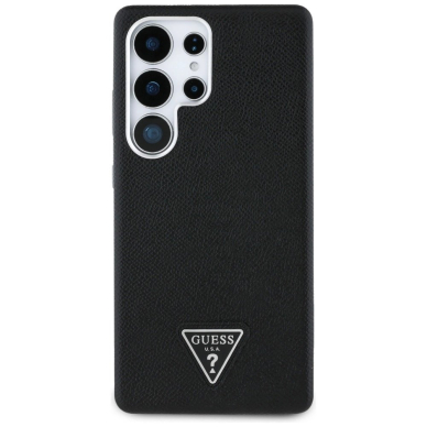 Guess Grained Triangle Logo MagSafe Dėklas skirtas Samsung Galaxy S25 Ultra - Juodas 2