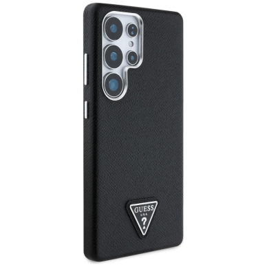Guess Grained Triangle Logo MagSafe Dėklas skirtas Samsung Galaxy S25 Ultra - Juodas 3