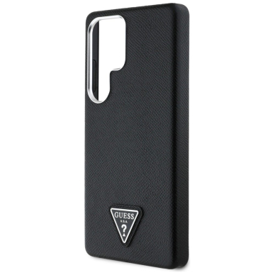 Guess Grained Triangle Logo MagSafe Dėklas skirtas Samsung Galaxy S25 Ultra - Juodas 5