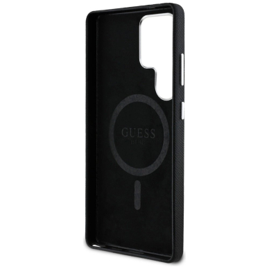 Guess Grained Triangle Logo MagSafe Dėklas skirtas Samsung Galaxy S25 Ultra - Juodas 6
