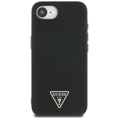 Guess Grained Triangle MagSafe Dėklas skirtas iPhone 16e - Juodas 2
