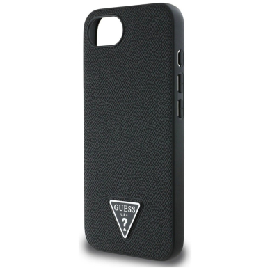 Guess Grained Triangle MagSafe Dėklas skirtas iPhone 16e - Juodas 5