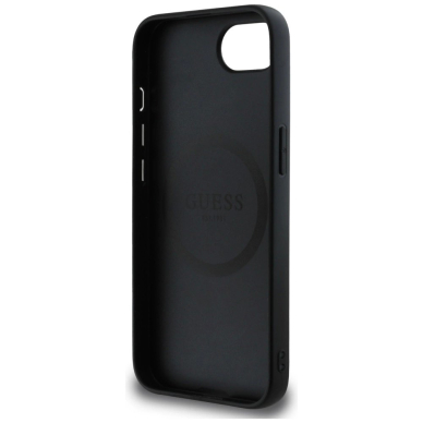 Guess Grained Triangle MagSafe Dėklas skirtas iPhone 16e - Juodas 6