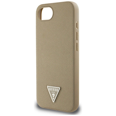 Guess Grained Triangle MagSafe Dėklas skirtas iPhone 16e - Rudas 5