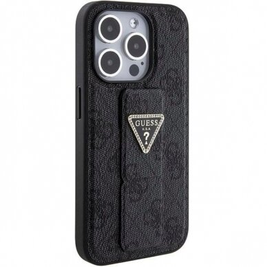 Originalus Guess dėklas Grip Stand 4G Triangle StrassiPhone 15 Pro - Juodas 4 Originalus Guess dėklas Grip Stand 4G Triangle StrassiPhone 15 Pro - Juodas 4