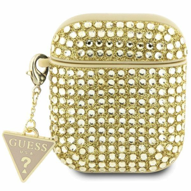 Dėklas ausinėms Guess Rhinestone Triangle Charm GUA2HDGTPD AirPods 1/2 Auksinis Dėklas ausinėms Guess Rhinestone Triangle Charm GUA2HDGTPD AirPods 1/2 Auksinis