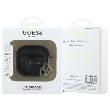AirPods 4 – Guess GUA4G4GSMK dėklas - Juodas/Juodas 4G Charm Collection 2