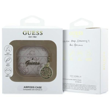 AirPods 4 – Guess GUA4G4GSMP dėklas - Rožinis/Rožinis 4G Charm Collection 2
