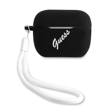 Dėklas Guess GUACAPLSVSBW Silicone Vintage AirPods Pro Ausinių Dėklas juodas-baltas Dėklas Guess GUACAPLSVSBW Silicone Vintage AirPods Pro Ausinių Dėklas juodas-baltas
