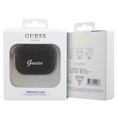 Dėklas ausinėms Guess Glitter Flake 4G Charm GUAP2GLGSHK AirPods Pro 2 Juodas 3 Dėklas ausinėms Guess Glitter Flake 4G Charm GUAP2GLGSHK AirPods Pro 2 Juodas 3