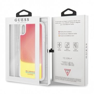 Guess GUHCI65GLCPI iPhone Xs Max różowy /pink hard case California Glow in the dark 6
