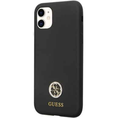Originalus dėklas Guess GUHCN614DGPK Case skirta iPhone 11 / Xr - Juodas Silicone Logo Strass 4G 1 Originalus dėklas Guess GUHCN614DGPK Case skirta iPhone 11 / Xr - Juodas Silicone Logo Strass 4G 1