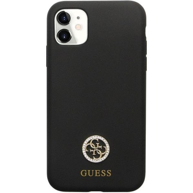 Originalus dėklas Guess GUHCN614DGPK Case skirta iPhone 11 / Xr - Juodas Silicone Logo Strass 4G 2 Originalus dėklas Guess GUHCN614DGPK Case skirta iPhone 11 / Xr - Juodas Silicone Logo Strass 4G 2