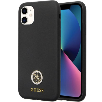 Originalus dėklas Guess GUHCN614DGPK Case skirta iPhone 11 / Xr - Juodas Silicone Logo Strass 4G Originalus dėklas Guess GUHCN614DGPK Case skirta iPhone 11 / Xr - Juodas Silicone Logo Strass 4G