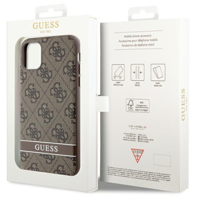 Dėklas Guess 4G Stripe GUHCN61P4SNW iPhone 11 / Xr Rudas 7 Dėklas Guess 4G Stripe GUHCN61P4SNW iPhone 11 / Xr Rudas 7