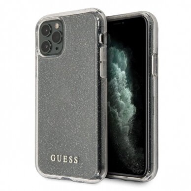 Originalus Guess Dėklas Guhcn65Pcglsi Iphone 11 Pro Max Sidabrinis Hard Case Glitter