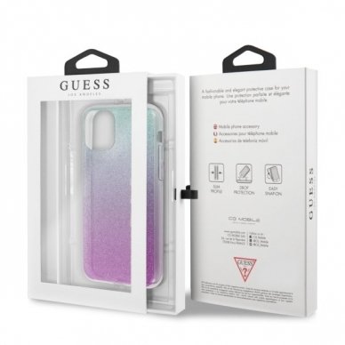 Originalus Guess Dėklas Guhcn65Pcuglpbl Iphone 11 Pro Max Rožinis Mėlynas Hard Case Glitter Gradient 6
