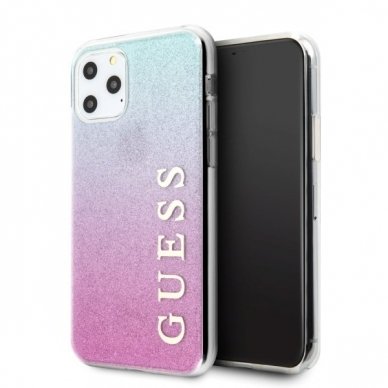 Originalus Guess Dėklas Guhcn65Pcuglpbl Iphone 11 Pro Max Rožinis Mėlynas Hard Case Glitter Gradient