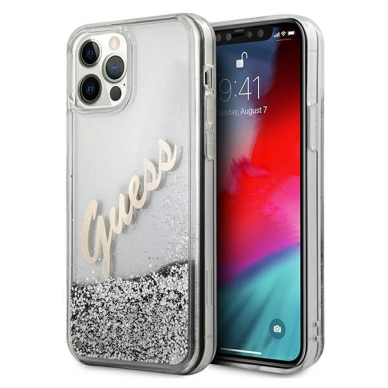 Dėklas Guess GUHCP12LGLVSSI Glitter Vintage Script iPhone 12 Pro Max 6,7" Sidabrinis Dėklas Guess GUHCP12LGLVSSI Glitter Vintage Script iPhone 12 Pro Max 6,7" Sidabrinis