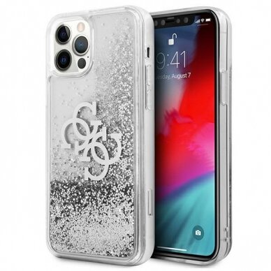 Originalus dėklas Guess Big Liquid Glitter iPhone 12 Pro Max Sidabrinis GUHCP12LLG4GSI Originalus dėklas Guess Big Liquid Glitter iPhone 12 Pro Max Sidabrinis GUHCP12LLG4GSI