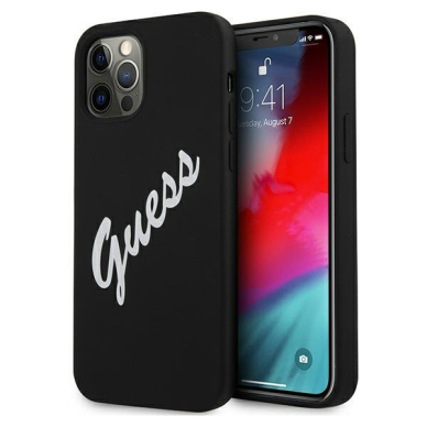 Dėklas Guess GUHCP12LLSVSBW Silicone Vintage iPhone 12 Pro Max 6,7" juodas-baltas Dėklas Guess GUHCP12LLSVSBW Silicone Vintage iPhone 12 Pro Max 6,7" juodas-baltas