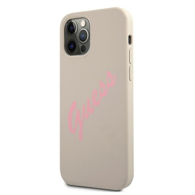 Dėklas Guess GUHCP12LLSVSGP Silicone Vintage iPhone 12 Pro Max 6,7" pilkas-rožinis 1 Dėklas Guess GUHCP12LLSVSGP Silicone Vintage iPhone 12 Pro Max 6,7" pilkas-rožinis 1