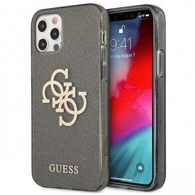 Originalus Guess dėklas GUHCP12LPCUGL4GBK iPhone 12 Pro Max 6.7 Juodas Glitter 4G Big Logo Originalus Guess dėklas GUHCP12LPCUGL4GBK iPhone 12 Pro Max 6.7 Juodas Glitter 4G Big Logo