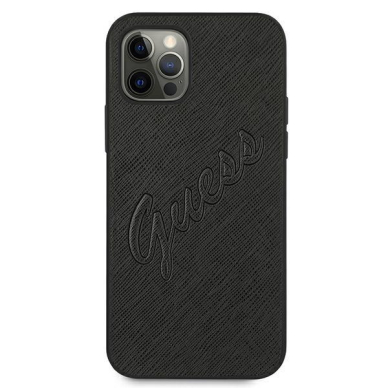 Originalus Guess dėklas GUHCP12LRSAVSBK iPhone 12 Pro Max 6.7 Juodas Saffiano Vintage Script 2