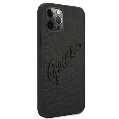 Originalus Guess dėklas GUHCP12LRSAVSBK iPhone 12 Pro Max 6.7 Juodas Saffiano Vintage Script 3