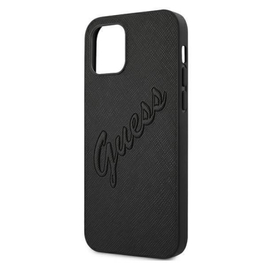 Originalus Guess dėklas GUHCP12LRSAVSBK iPhone 12 Pro Max 6.7 Juodas Saffiano Vintage Script 5