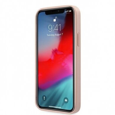 Originalus Guess dėklas GUHCP12LRSAVSRG iPhone 12 Pro Max 6.7 Rožinis Saffiano Vintage Script 4