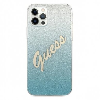 Originalus Guess dėklas GUHCP12MPCUGLSBL iPhone 12/12 Pro mėlynas Glitter Gradient Script 2 Originalus Guess dėklas GUHCP12MPCUGLSBL iPhone 12/12 Pro mėlynas Glitter Gradient Script 2