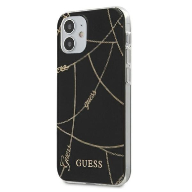 Originalus Guess Dėklas Guhcp12Spcuchbk Iphone 12 Mini Juodas Gold Chain Kolekcija Originalus Guess Dėklas Guhcp12Spcuchbk Iphone 12 Mini Juodas Gold Chain Kolekcija