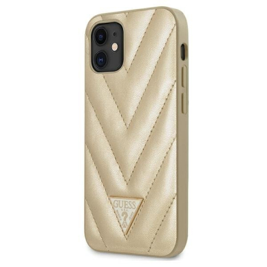 Originalus Guess Dėklas Guhcp12Spuvqtmlbe Iphone 12 Mini Auksinis V-Quilted Kolekcija Originalus Guess Dėklas Guhcp12Spuvqtmlbe Iphone 12 Mini Auksinis V-Quilted Kolekcija