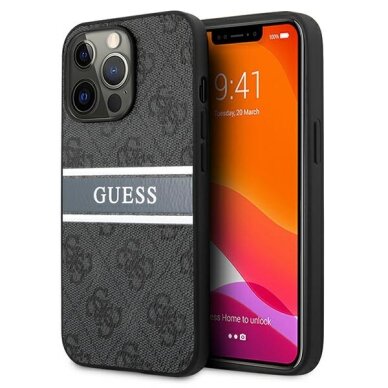 iPhone 13 / 13 Pro Guess 4G Stripe dėklas – pilkas iPhone 13 / 13 Pro Guess 4G Stripe dėklas – pilkas