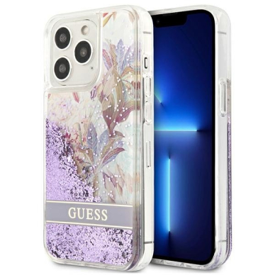 Dėklas Guess Flower Liquid Glitter GUHCP13LLFLSU iPhone 13 Pro Violetinis Dėklas Guess Flower Liquid Glitter GUHCP13LLFLSU iPhone 13 Pro Violetinis
