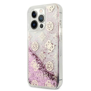 Originalus Guess dėklas GUHCP13LLGPEPI iPhone 13 Pro / 13 6,1" Rožinis Peony Liquid Glitter 1