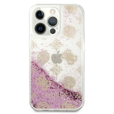 Originalus Guess dėklas GUHCP13LLGPEPI iPhone 13 Pro / 13 6,1" Rožinis Peony Liquid Glitter 2