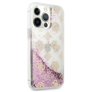 Originalus Guess dėklas GUHCP13LLGPEPI iPhone 13 Pro / 13 6,1" Rožinis Peony Liquid Glitter 3