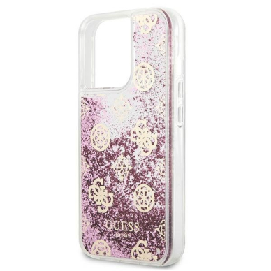 Originalus Guess dėklas GUHCP13LLGPEPI iPhone 13 Pro / 13 6,1" Rožinis Peony Liquid Glitter 5