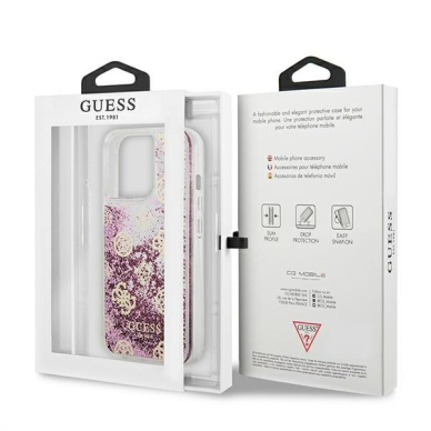 Originalus Guess dėklas GUHCP13LLGPEPI iPhone 13 Pro / 13 6,1" Rožinis Peony Liquid Glitter 7