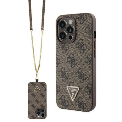 Originalus dėklas Guess GUHCP13LP4TDSCPW Case skirta iPhone 13 Pro / 13 - Rudas Crossbody 4G Metal Logo Originalus dėklas Guess GUHCP13LP4TDSCPW Case skirta iPhone 13 Pro / 13 - Rudas Crossbody 4G Metal Logo