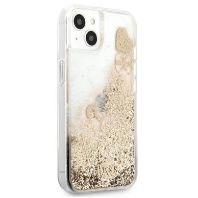 Dėklas Guess hardcase Glitter Charms iPhone 13 mini auksinis GUHCP13SGLHFLGO 3