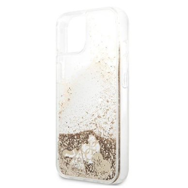 Dėklas Guess hardcase Glitter Charms iPhone 13 mini auksinis GUHCP13SGLHFLGO 5